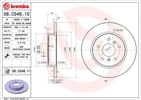 DISC FRANA BREMBO 08.C546.11 - Compatibil cu NISSAN, RENAULT