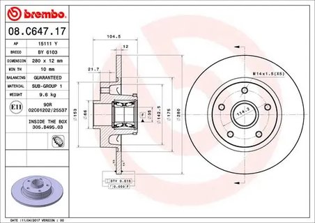 Disc frana Brembo 08.C647.17