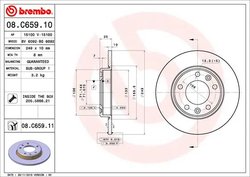 DISC FRANA BREMBO 08.C659.11 - Compatibil cu PEUGEOT, PEUGEOT (DF-PSA)