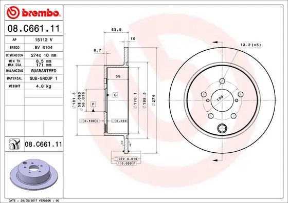 Disc frana Brembo 08.C661.11