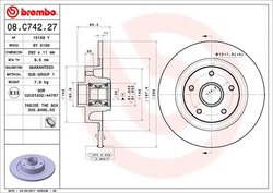 DISC FRANA BREMBO 08.C742.27 - Compatibil cu RENAULT