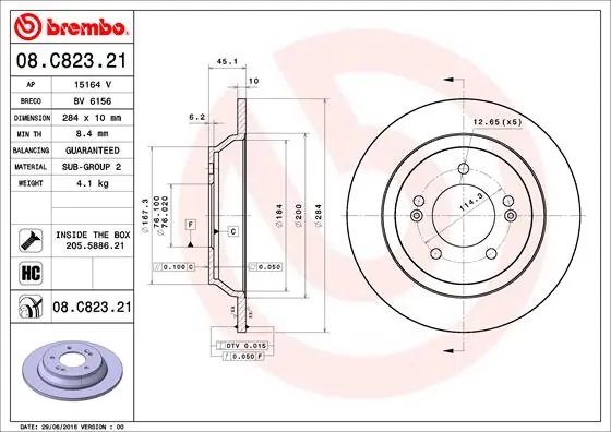 DISC FRANA BREMBO 08.C823.21 - Compatibil cu HYUNDAI, KIA