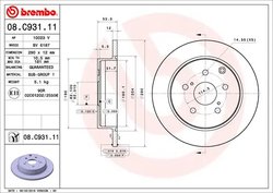 DISC FRANA BREMBO 08.C931.11 - Compatibil cu TOYOTA, TOYOTA (GAC)
