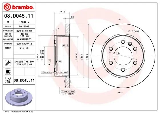 DISC FRANA BREMBO 08.D045.11 - Compatibil cu MERCEDES-BENZ