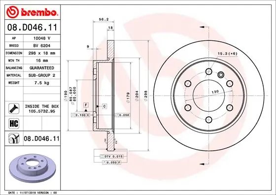 DISC FRANA BREMBO 08.D046.11 - Compatibil cu MERCEDES-BENZ