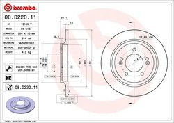 DISC FRANA BREMBO 08.D220.11 - Compatibil cu HYUNDAI, HYUNDAI (BEIJING), KIA, KIA (DYK)