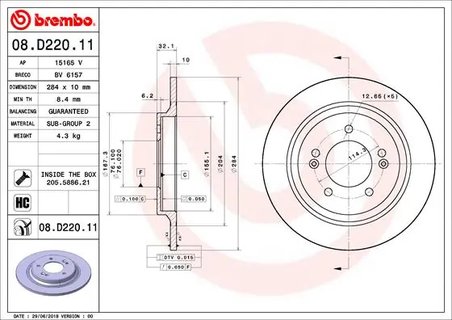 Disc frana Brembo 08.D220.11