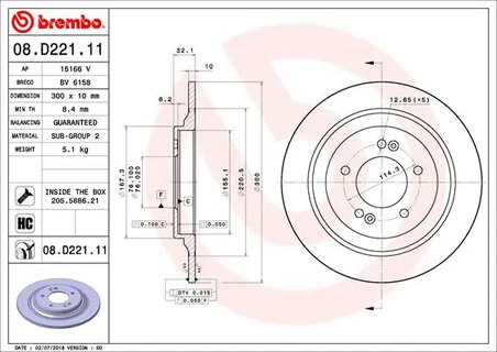Disc frana Brembo 08.D221.11