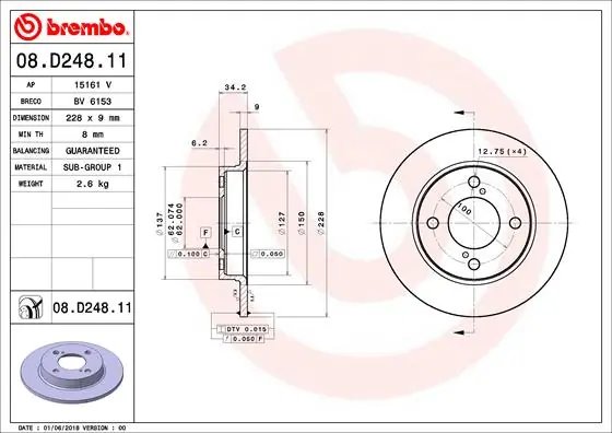 DISC FRANA BREMBO 08.D248.11 - Compatibil cu SUZUKI