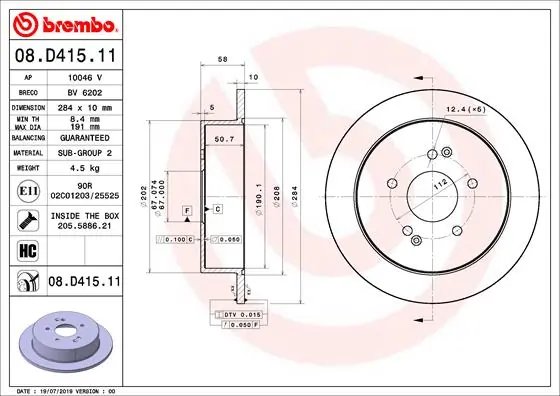 DISC FRANA BREMBO 08.D415.11 - Compatibil cu SSANGYONG