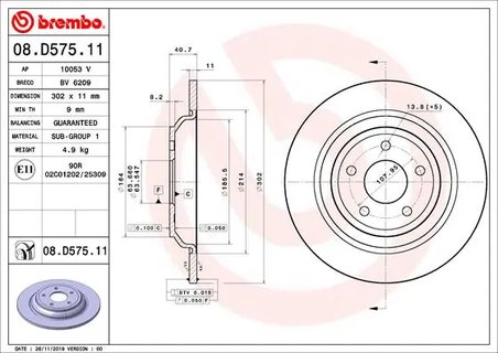 DISC FRANA BREMBO 08.D575.11 - Compatibil cu FORD