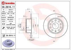 DISC FRANA BREMBO 08.D616.11 - Compatibil cu SKODA, SKODA (SVW)