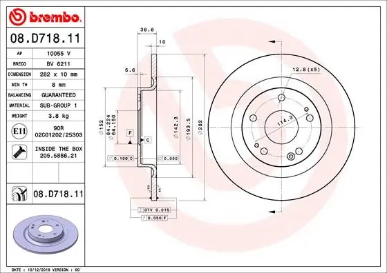 DISC FRANA BREMBO 08.D718.11 - Compatibil cu HONDA