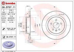 DISC FRANA BREMBO 08.D757.11 - Compatibil cu OPEL, VAUXHALL