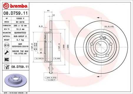 Disc frana Brembo 08.D759.11