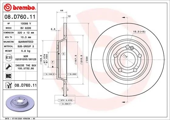 Disc frana Brembo 08.D760.11