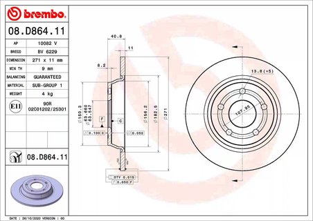 DISC FRANA BREMBO 08.D864.11 - Compatibil cu FORD, FORD (CHANGAN)