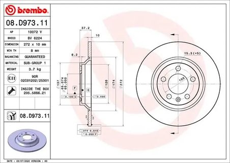 DISC FRANA BREMBO 08.D973.11 - Compatibil cu AUDI, VW