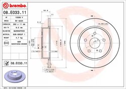 DISC FRANA BREMBO 08.E033.11 - Compatibil cu TOYOTA