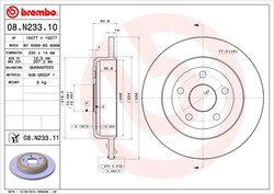DISC FRANA BREMBO 08.N233.11 - Compatibil cu DODGE, JEEP