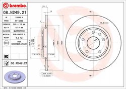 DISC FRANA BREMBO 08.N249.21 - Compatibil cu CHRYSLER, DODGE, FIAT, LANCIA, VW