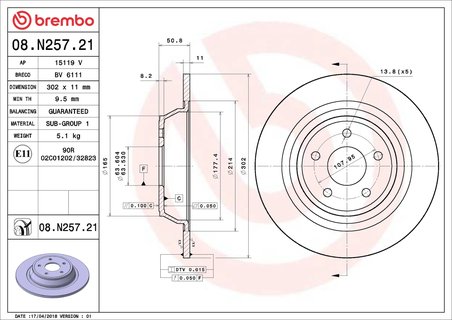 Disc frana Brembo 08.N257.21