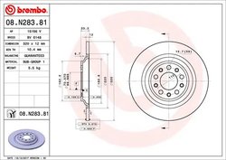 DISC FRANA BREMBO 08.N283.81 - Compatibil cu JEEP, JEEP (GAC FCA)