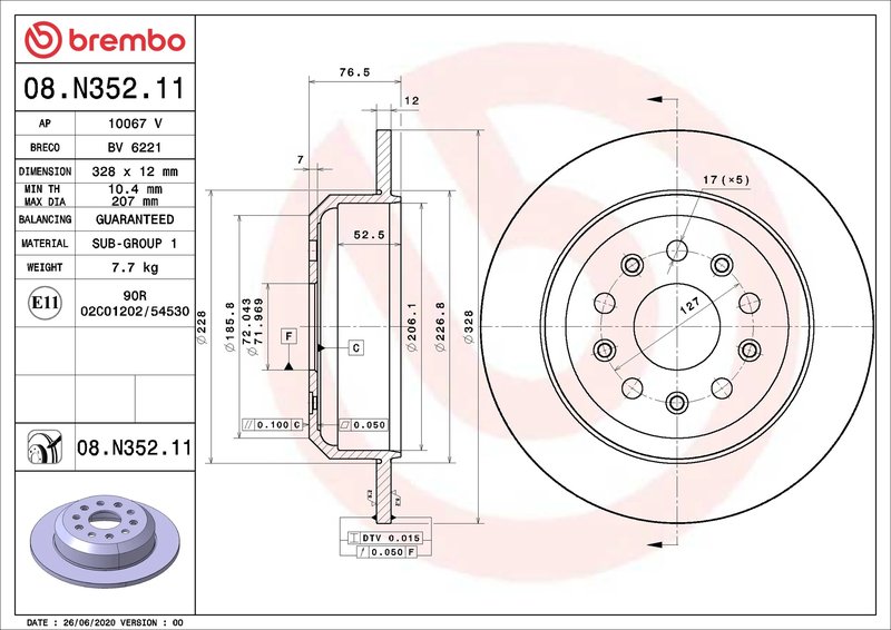 DISC FRANA BREMBO 08.N352.11 - Compatibil cu JEEP