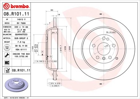 DISC FRANA BREMBO 08.R101.11 - Compatibil cu MERCEDES-BENZ