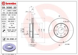DISC FRANA BREMBO 09.3090.21 - Compatibil cu CHEVROLET, CHEVROLET (SGM), DAEWOO