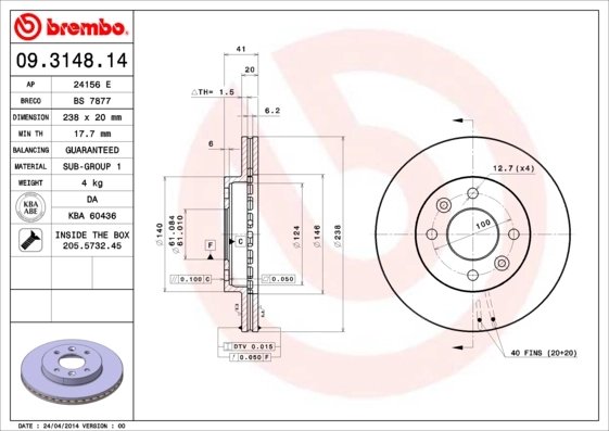 DISC FRANA BREMBO 09.3148.14 - Compatibil cu NISSAN, RENAULT