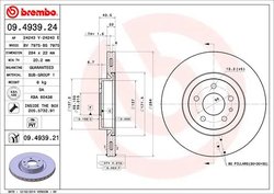 DISC FRANA BREMBO 09.4939.21 - Compatibil cu ALFA ROMEO, FIAT, LANCIA, OPEL, VAUXHALL