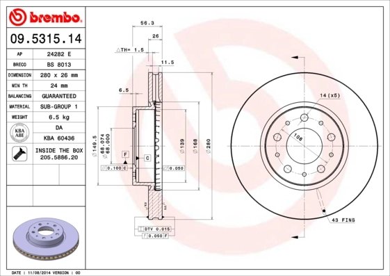 Disc frana Brembo 09.5315.14