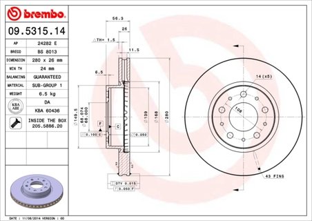 Disc frana Brembo 09.5315.14