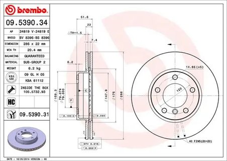 DISC FRANA BREMBO 09.5390.31 - Compatibil cu BMW, BMW (BRILLIANCE), DE LA CHAPELLE