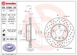DISC FRANA BREMBO 09.5390.3X - Compatibil cu BMW, BMW (BRILLIANCE), DE LA CHAPELLE