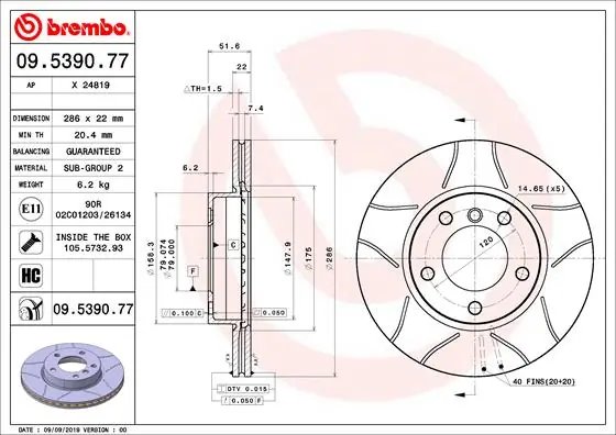 Disc frana Brembo 09.5390.77