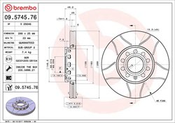 DISC FRANA BREMBO 09.5745.76 - Compatibil cu AUDI, SEAT, SKODA, VW