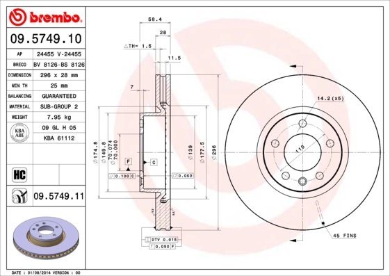 Disc frana Brembo 09.5749.11