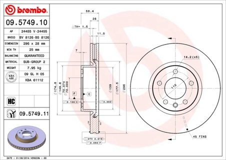 Disc frana Brembo 09.5749.11