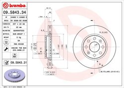 DISC FRANA BREMBO 09.5843.31 - Compatibil cu FIAT, OPEL, VAUXHALL