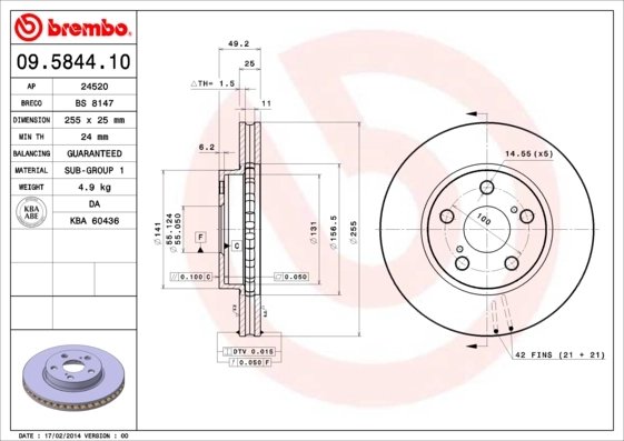 Disc frana Brembo 09.5844.10
