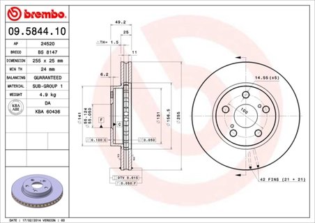 Disc frana Brembo 09.5844.10
