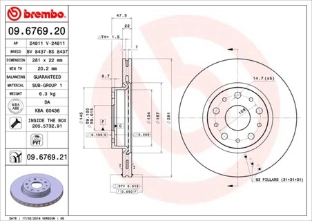Disc frana Brembo 09.6769.21