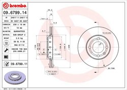 DISC FRANA BREMBO 09.6799.11 - Compatibil cu SEAT, VW