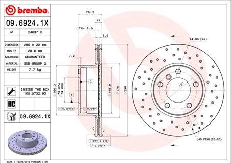 DISC FRANA BREMBO 09.6924.1X - Compatibil cu BMW