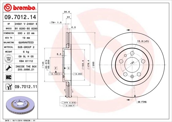 Disc frana Brembo 09.7012.11