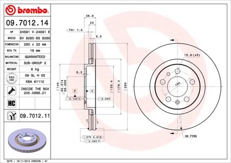 Disc frana Brembo 09.7012.11
