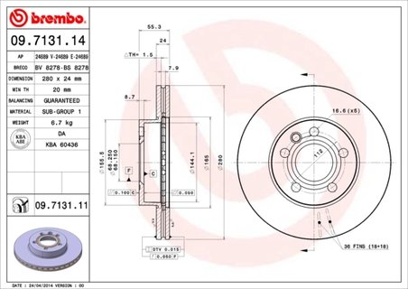 DISC FRANA BREMBO 09.7131.11 - Compatibil cu VW