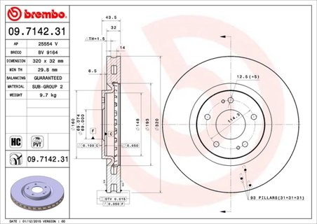 DISC FRANA BREMBO 09.7142.31 - Compatibil cu MITSUBISHI